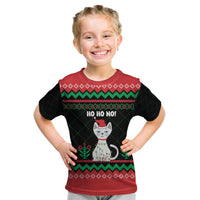 Christmas Cat Kid T Shirt with Grumpy Cat in Santa Hat Holiday Lights - Wonder Print Shop
