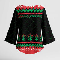 Christmas Cat Kimono Sleeve Blouse with Grumpy Cat in Santa Hat Holiday Lights - Wonder Print Shop