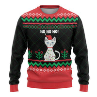 Christmas Cat Ugly Christmas Sweater with Grumpy Cat in Santa Hat Holiday Lights - Wonder Print Shop