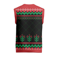 Christmas Cat Christmas Knitted V-Neck Vest with Grumpy Cat in Santa Hat Holiday Lights - Wonder Print Shop