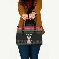 Christmas Cat Leather Bag with Grumpy Cat in Santa Hat Holiday Lights - Wonder Print Shop