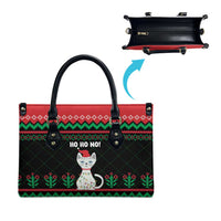 Christmas Cat Leather Bag with Grumpy Cat in Santa Hat Holiday Lights - Wonder Print Shop