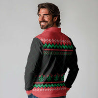 Christmas Cat Long Sleeve Polo Shirt with Grumpy Cat in Santa Hat Holiday Lights - Wonder Print Shop