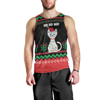 Christmas Cat Men Tank Top with Grumpy Cat in Santa Hat Holiday Lights - Wonder Print Shop