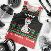 Christmas Cat Men Tank Top with Grumpy Cat in Santa Hat Holiday Lights - Wonder Print Shop