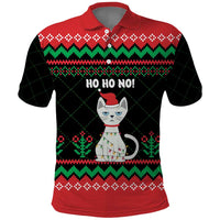 Christmas Cat Polo Shirt with Grumpy Cat in Santa Hat Holiday Lights - Wonder Print Shop
