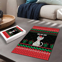 Christmas Cat Puzzle with Grumpy Cat in Santa Hat Holiday Lights - Wonder Print Shop