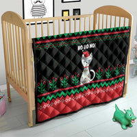 Christmas Cat Quilt with Grumpy Cat in Santa Hat Holiday Lights - Wonder Print Shop