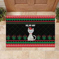 Christmas Cat Rubber Doormat with Grumpy Cat in Santa Hat Holiday Lights - Wonder Print Shop