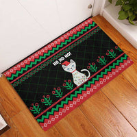 Christmas Cat Rubber Doormat with Grumpy Cat in Santa Hat Holiday Lights - Wonder Print Shop