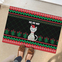 Christmas Cat Rubber Doormat with Grumpy Cat in Santa Hat Holiday Lights - Wonder Print Shop