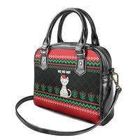Christmas Cat Shoulder Handbag with Grumpy Cat in Santa Hat Holiday Lights - Wonder Print Shop