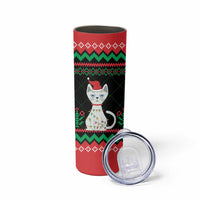 Christmas Cat Skinny Tumbler with Grumpy Cat in Santa Hat Holiday Lights - Wonder Print Shop