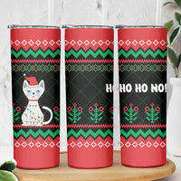 Christmas Cat Skinny Tumbler with Grumpy Cat in Santa Hat Holiday Lights - Wonder Print Shop