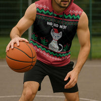 Christmas Cat Sleeveless Hoodie with Grumpy Cat in Santa Hat Holiday Lights - Wonder Print Shop