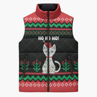 Christmas Cat Sleeveless Puffer Jacket with Grumpy Cat in Santa Hat Holiday Lights - Wonder Print Shop