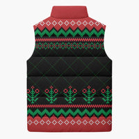 Christmas Cat Sleeveless Puffer Jacket with Grumpy Cat in Santa Hat Holiday Lights - Wonder Print Shop
