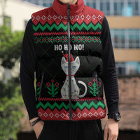 Christmas Cat Sleeveless Puffer Jacket with Grumpy Cat in Santa Hat Holiday Lights - Wonder Print Shop