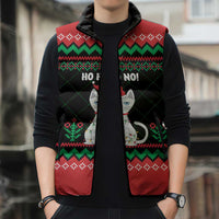 Christmas Cat Sleeveless Puffer Jacket with Grumpy Cat in Santa Hat Holiday Lights - Wonder Print Shop