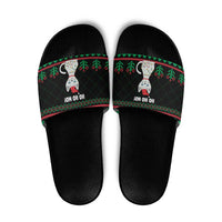Christmas Cat Slide Sandals with Grumpy Cat in Santa Hat Holiday Lights - Wonder Print Shop