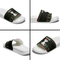 Christmas Cat Slide Sandals with Grumpy Cat in Santa Hat Holiday Lights - Wonder Print Shop