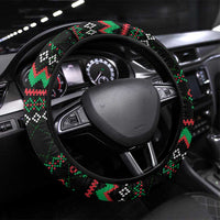 Christmas Cat Steering Wheel Cover with Grumpy Cat in Santa Hat Holiday Lights - Wonder Print Shop