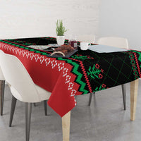 Christmas Cat Tablecloth with Grumpy Cat in Santa Hat Holiday Lights - Wonder Print Shop