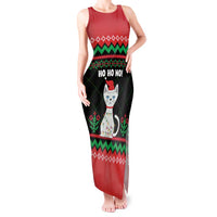 Christmas Cat Tank Maxi Dress with Grumpy Cat in Santa Hat Holiday Lights - Wonder Print Shop