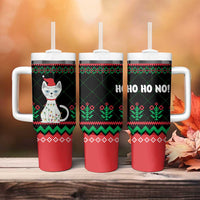 Christmas Cat Tumbler With Handle with Grumpy Cat in Santa Hat Holiday Lights - Wonder Print Shop
