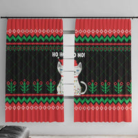 Christmas Cat Window Curtain with Grumpy Cat in Santa Hat Holiday Lights - Wonder Print Shop