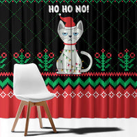 Christmas Cat Window Curtain with Grumpy Cat in Santa Hat Holiday Lights - Wonder Print Shop
