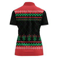 Christmas Cat Women Polo Shirt with Grumpy Cat in Santa Hat Holiday Lights - Wonder Print Shop