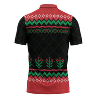 Christmas Cat Zipper Polo Shirt with Grumpy Cat in Santa Hat Holiday Lights - Wonder Print Shop