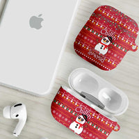 Christmas Chillin With My Snowmies AirPods Case Cool Snowman Red Snowflake Light String - Wonder Print Shop