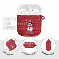 Christmas Chillin With My Snowmies AirPods Case Cool Snowman Red Snowflake Light String - Wonder Print Shop