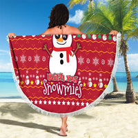 Christmas Chillin With My Snowmies Beach Blanket Cool Snowman Red Snowflake Light String - Wonder Print Shop