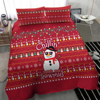 Christmas Chillin With My Snowmies Bedding Set Cool Snowman Red Snowflake Light String - Wonder Print Shop