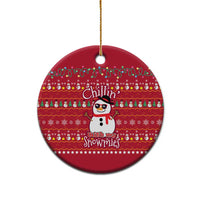 Christmas Chillin With My Snowmies Ceramic Ornament Cool Snowman Red Snowflake Light String - Wonder Print Shop