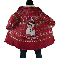 Christmas Chillin With My Snowmies Cloak Cool Snowman Red Snowflake Light String - Wonder Print Shop