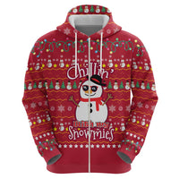 Christmas Chillin With My Snowmies Hoodie Cool Snowman Red Snowflake Light String - Wonder Print Shop