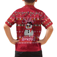 Christmas Chillin With My Snowmies Kid Hawaiian Shirt Cool Snowman Red Snowflake Light String - Wonder Print Shop