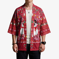 Christmas Chillin With My Snowmies Kimono Cool Snowman Red Snowflake Light String - Wonder Print Shop
