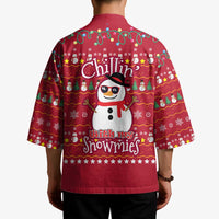Christmas Chillin With My Snowmies Kimono Cool Snowman Red Snowflake Light String - Wonder Print Shop