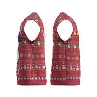 Christmas Chillin With My Snowmies Christmas Knitted V-Neck Vest Cool Snowman Red Snowflake Light String - Wonder Print Shop