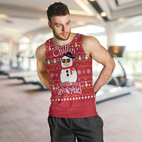 Christmas Chillin With My Snowmies Men Tank Top Cool Snowman Red Snowflake Light String - Wonder Print Shop