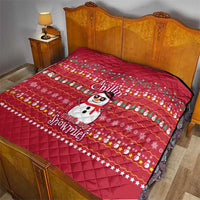 Christmas Chillin With My Snowmies Quilt Cool Snowman Red Snowflake Light String - Wonder Print Shop