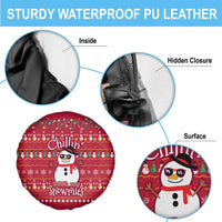 Christmas Chillin With My Snowmies Spare Tire Cover Cool Snowman Red Snowflake Light String - Wonder Print Shop
