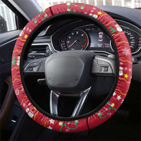 Christmas Chillin With My Snowmies Steering Wheel Cover Cool Snowman Red Snowflake Light String - Wonder Print Shop