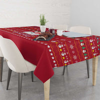 Christmas Chillin With My Snowmies Tablecloth Cool Snowman Red Snowflake Light String - Wonder Print Shop