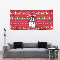 Christmas Chillin With My Snowmies Tapestry Cool Snowman Red Snowflake Light String - Wonder Print Shop